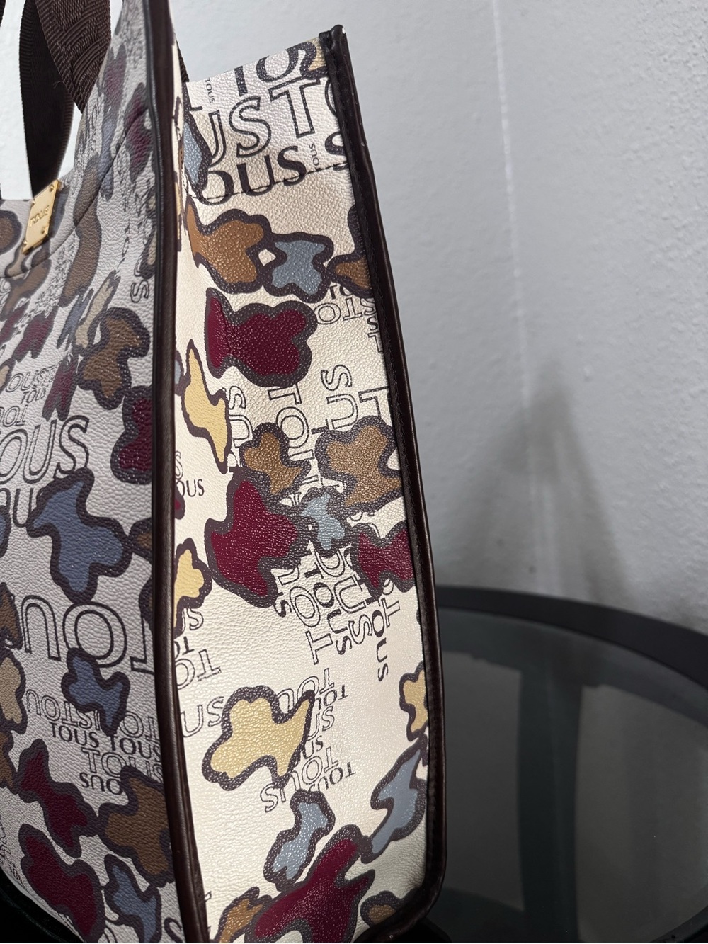 TOUS Beige Tote with Brown Handles and Multicolor Floral Motif - Picture 2 of 16